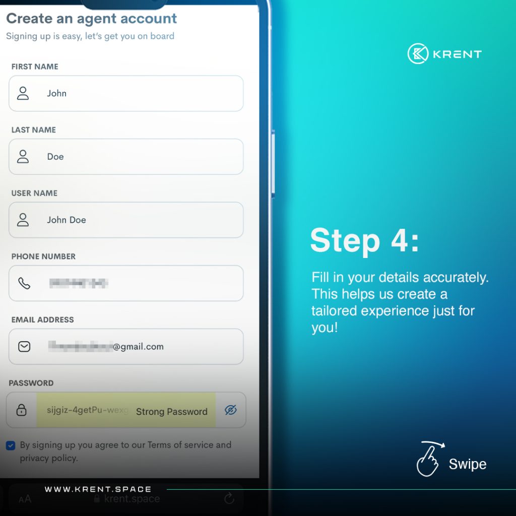 How to sign up on Krent